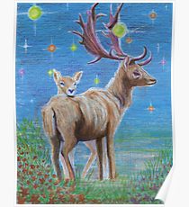 210x230 Deer Family Drawing Posters Redbubble