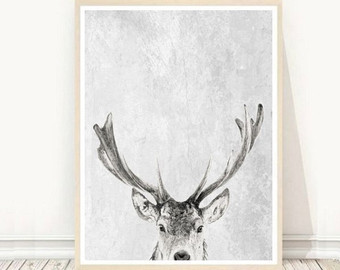 340x270 Deer Head Print Etsy
