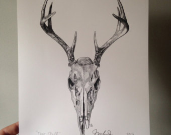 340x270 Deer Skull Drawing Etsy