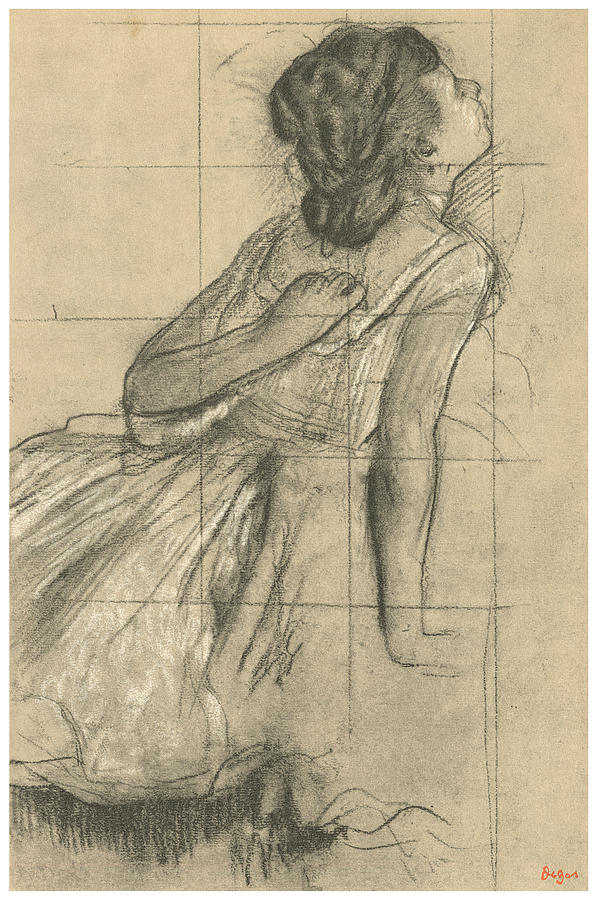 597x900 Study Of A Dancer Scratching Her Back Drawing By Edgar Degas