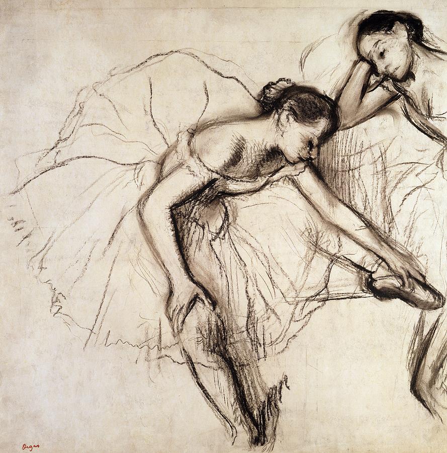 889x900 Two Dancers Resting Drawing By Edgar Degas