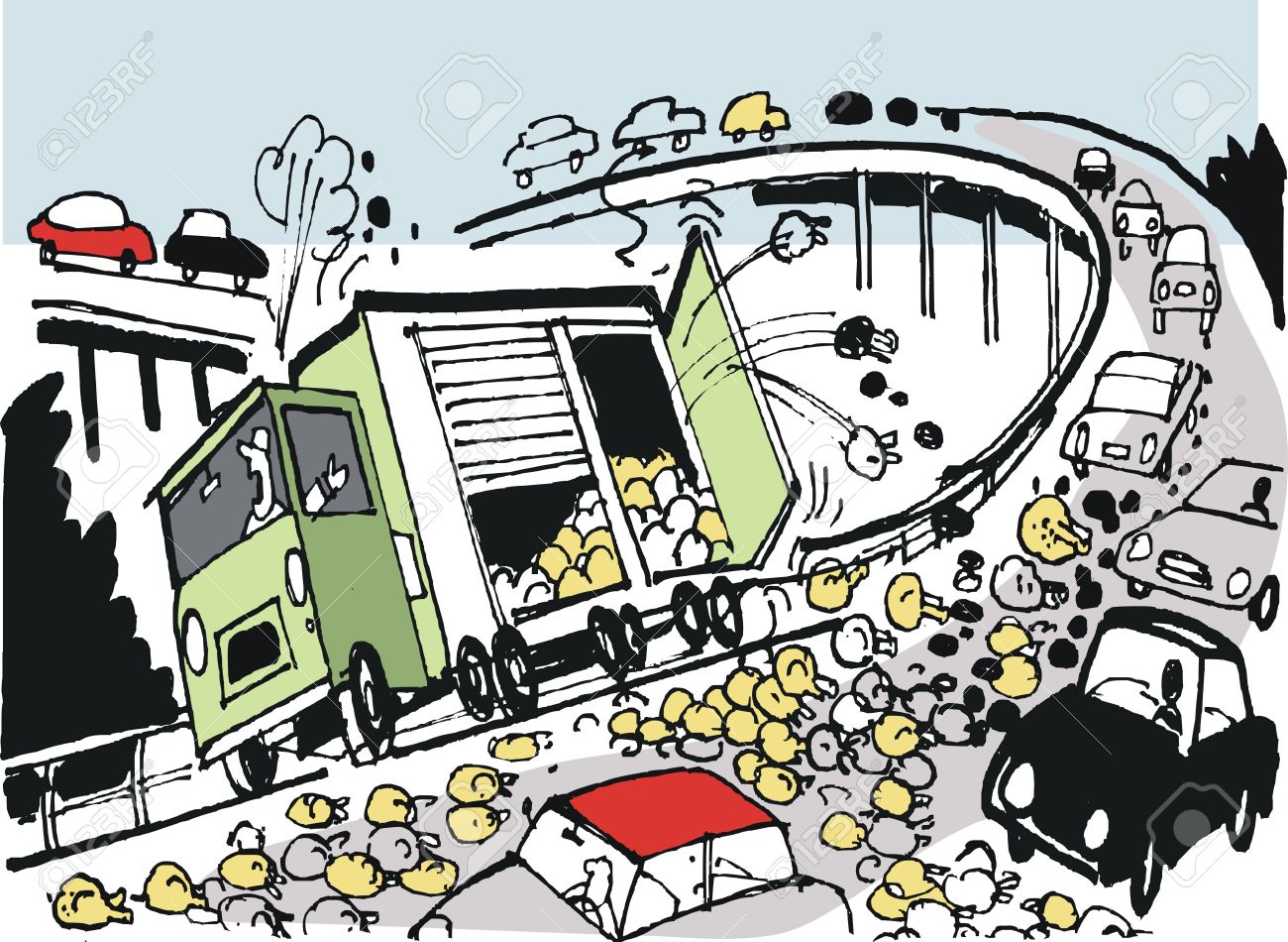 1300x950 Drawing Of Delivery Truck Spill Of Frozen Chickens On Freeway
