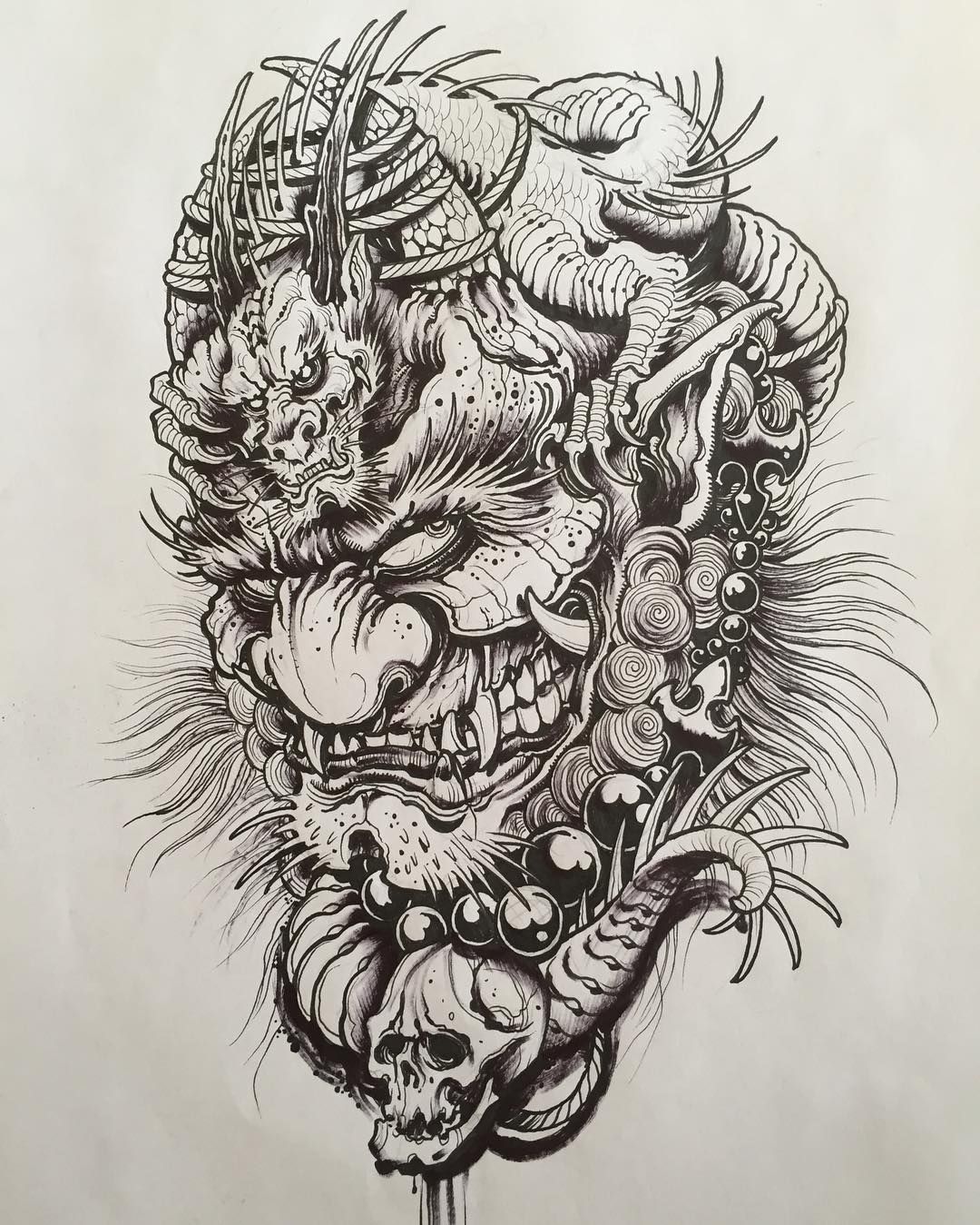 1080x1349 Oni And Dragon. Back Or Thigh