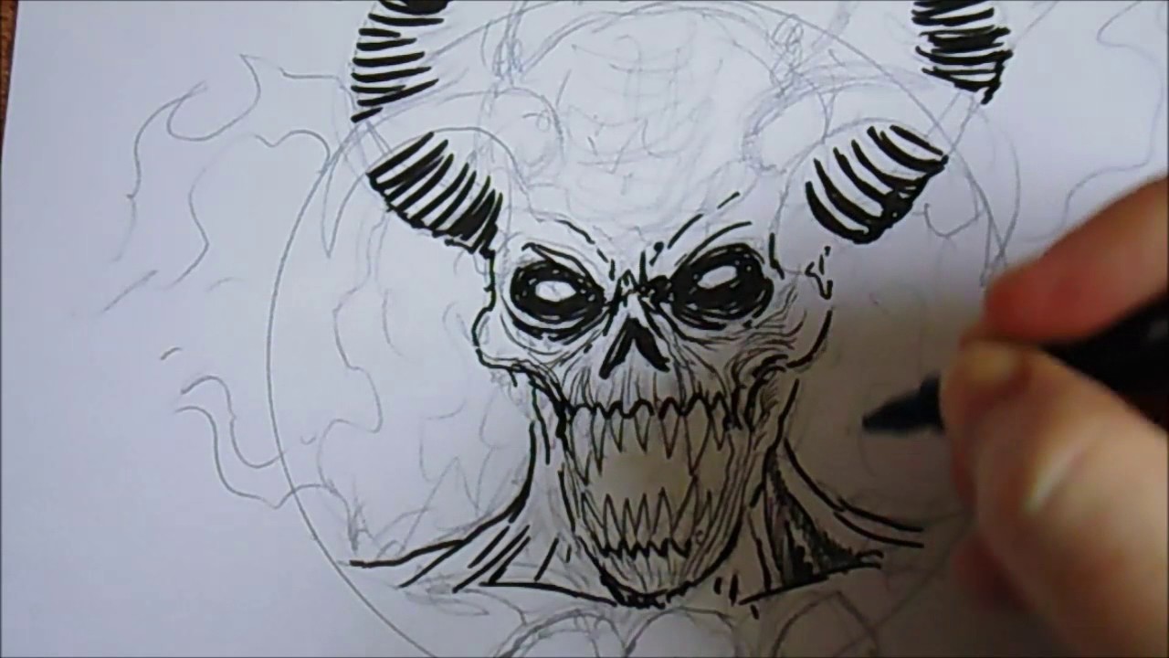 1280x720 Drawing A Demon Devil With Just Ink Pens