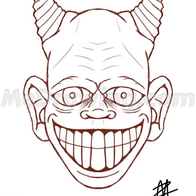 640x640 Nice Cartoon Demon Head Pencil Sketch Sketches