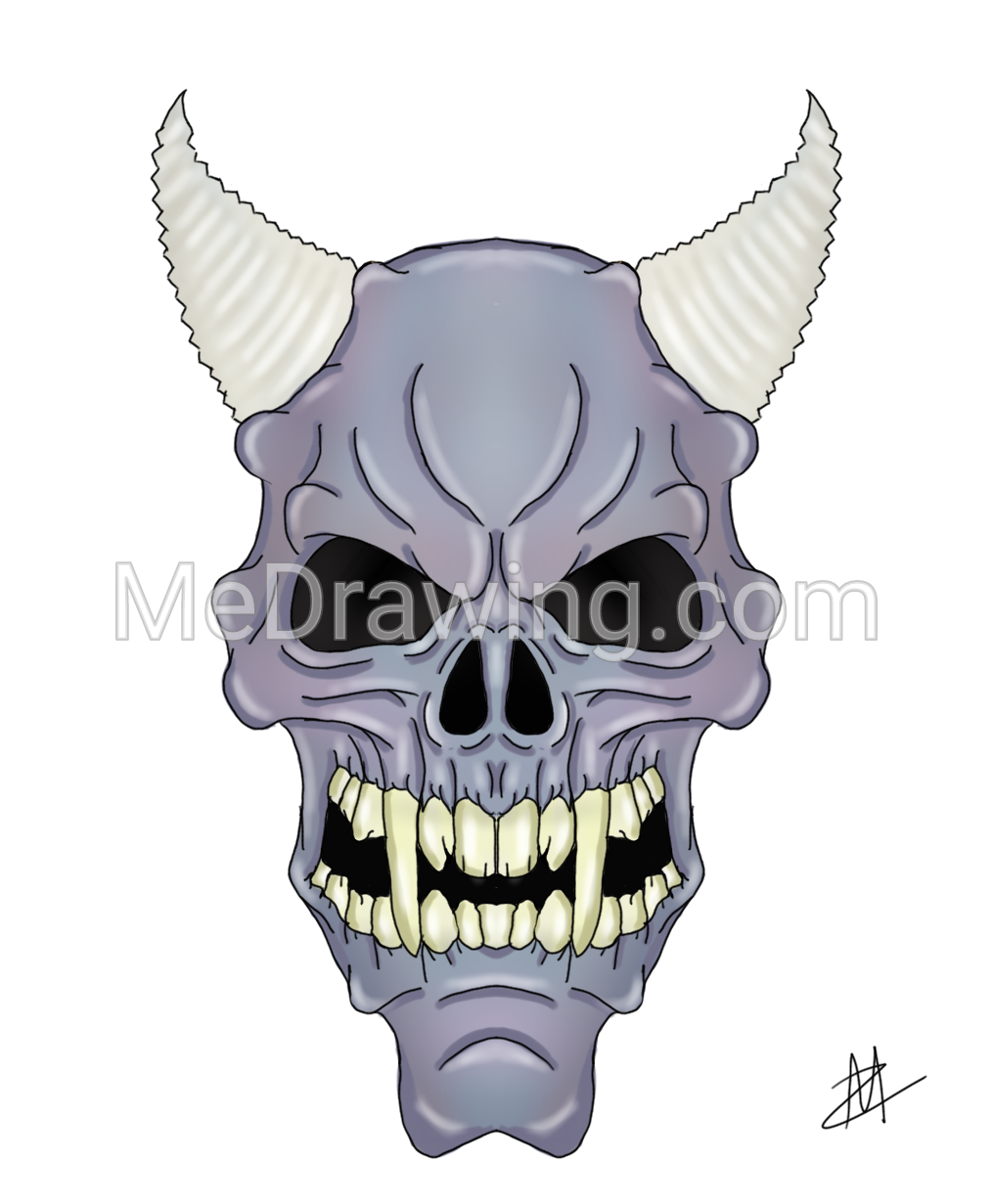 1014x1231 Purple Zombie Demon Skull Colored Drawing Colored Drawings