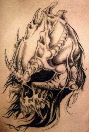 337x500 Demon Skull Tattoo By Metamorphine