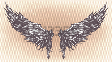 450x250 Magnificent Wingspan Of Fantasy Demon Or Monster. Sketch