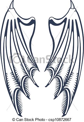 323x470 Vector Illustration Of Devil's Wings Isolated On White Clip Art