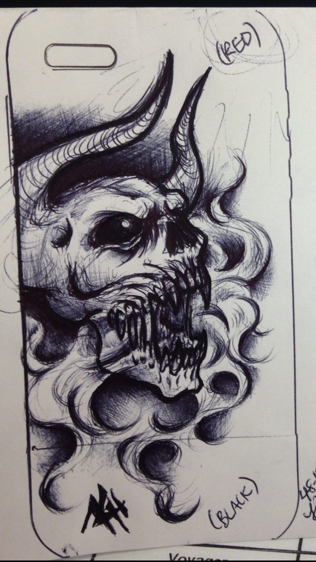 640x1136 Smoking Demon Skull By Demon Neko Of Hell