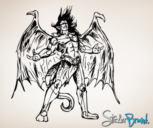 500x418 Vinyl Wall Decal Sticker Angels And Demons Drawing Item776s