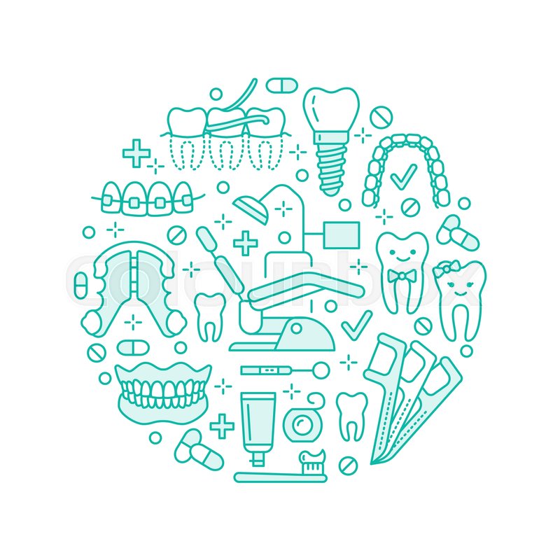 800x800 Dentist, Orthodontics Medical Banner With Vector Line Icon