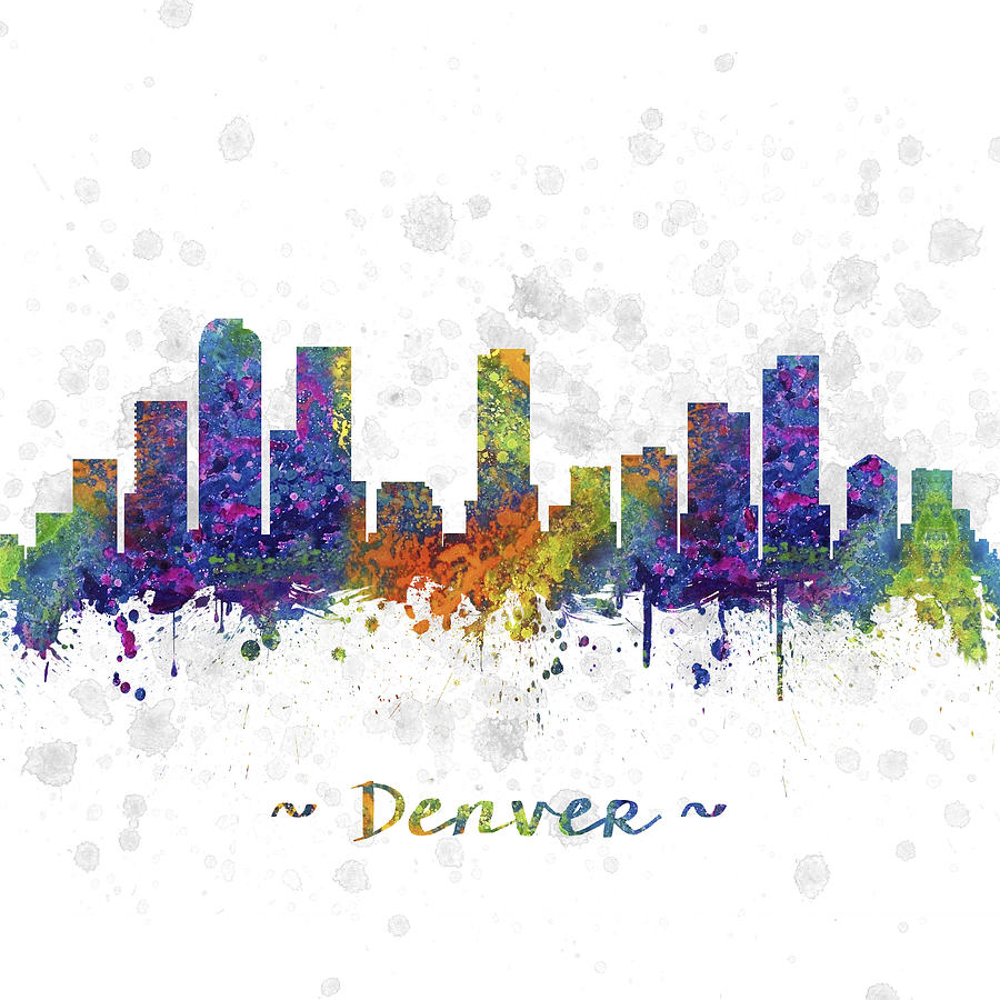 900x900 Denver Colorado Skyline Color 03sq Digital Art By Aged Pixel