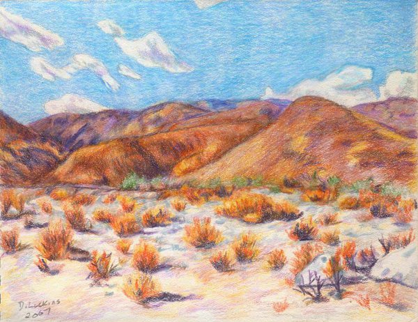 600x462 Early Desert Landscape Drawing By Desertdarlene