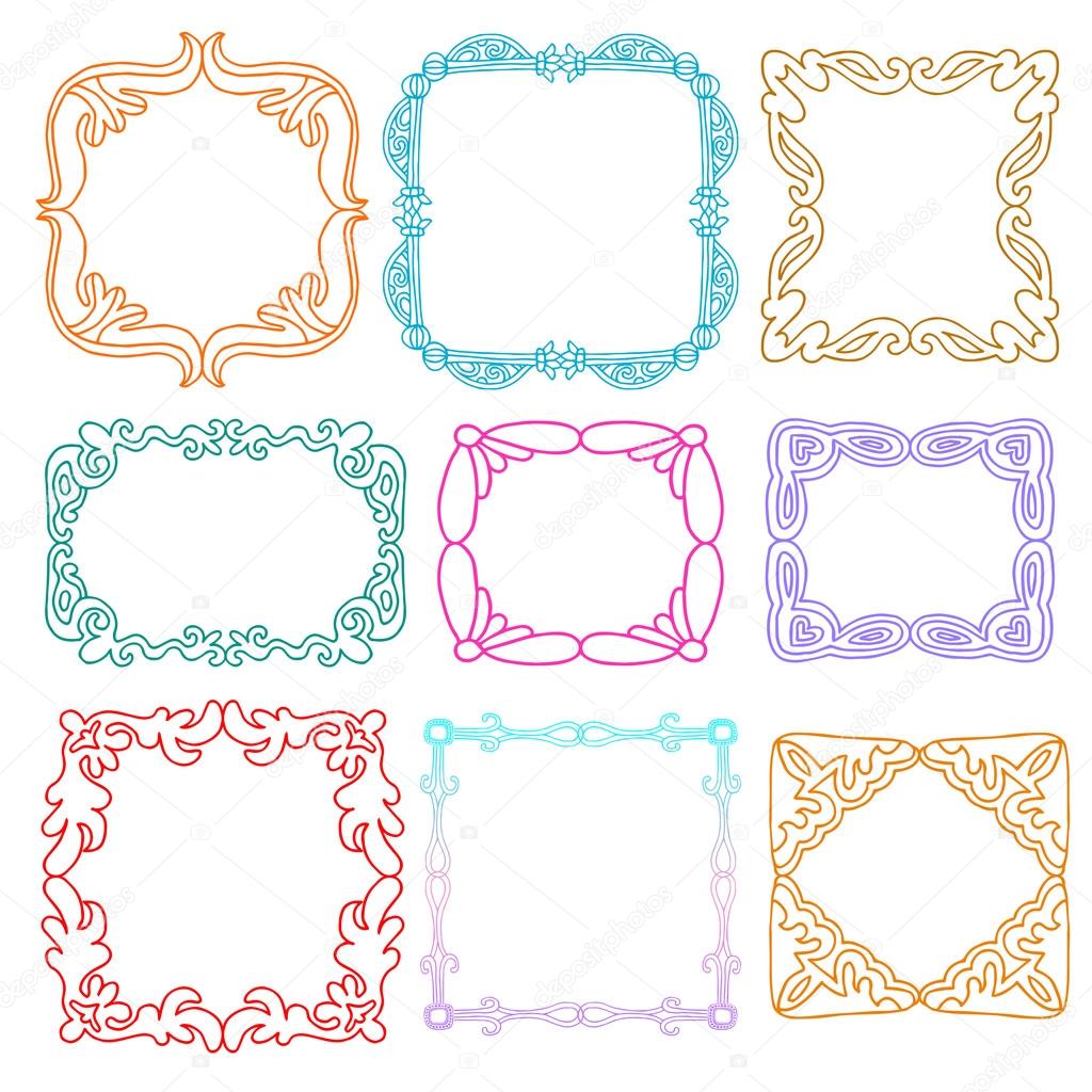 1024x1024 Cute Photo Frames Set, Kids Style Design Elements, Drawing Doodle