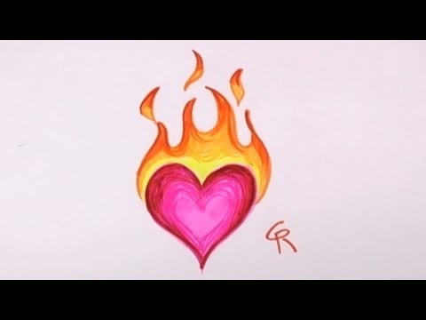 480x360 Easy To Draw Flaming Heart Design