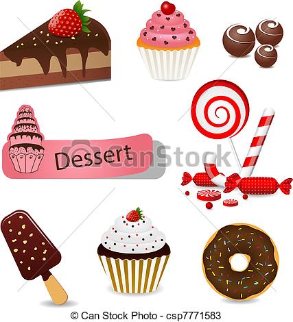 427x470 Dessert Set. Vector Set With Different Types Of Sweets Vectors