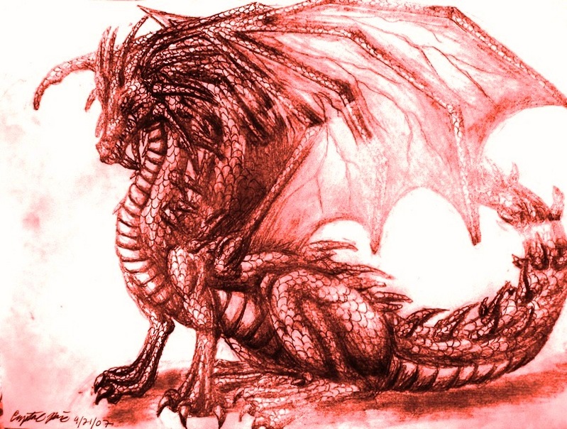 799x604 Dragon Drawing In Red By Dragontu84