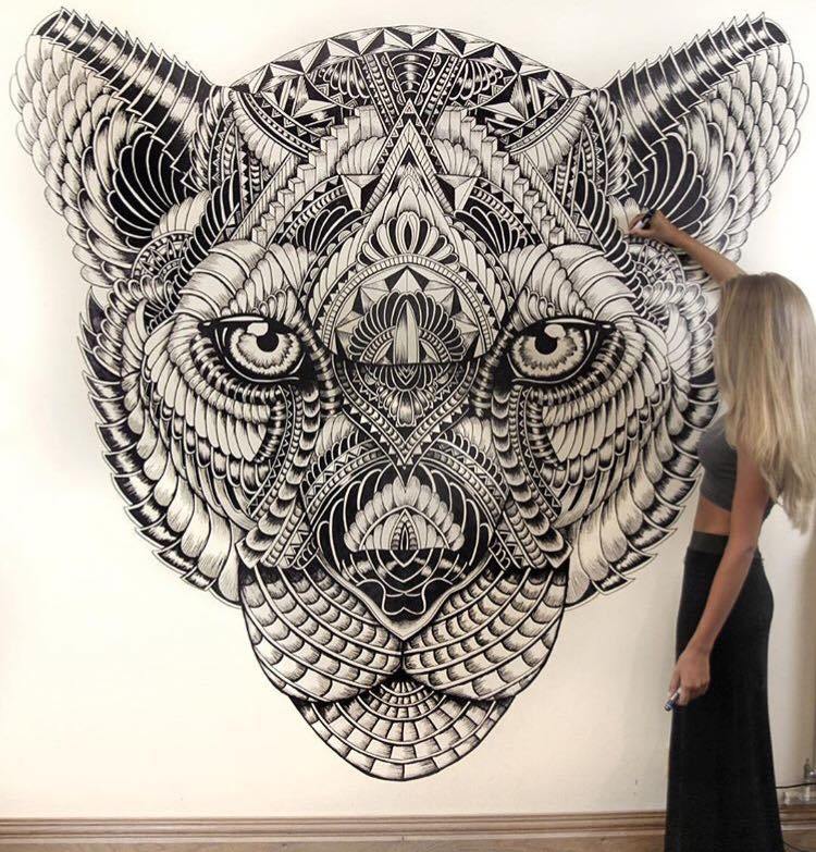 750x783 Amazing Detailed Tribal Mural Drawings By Faye Halliday 123