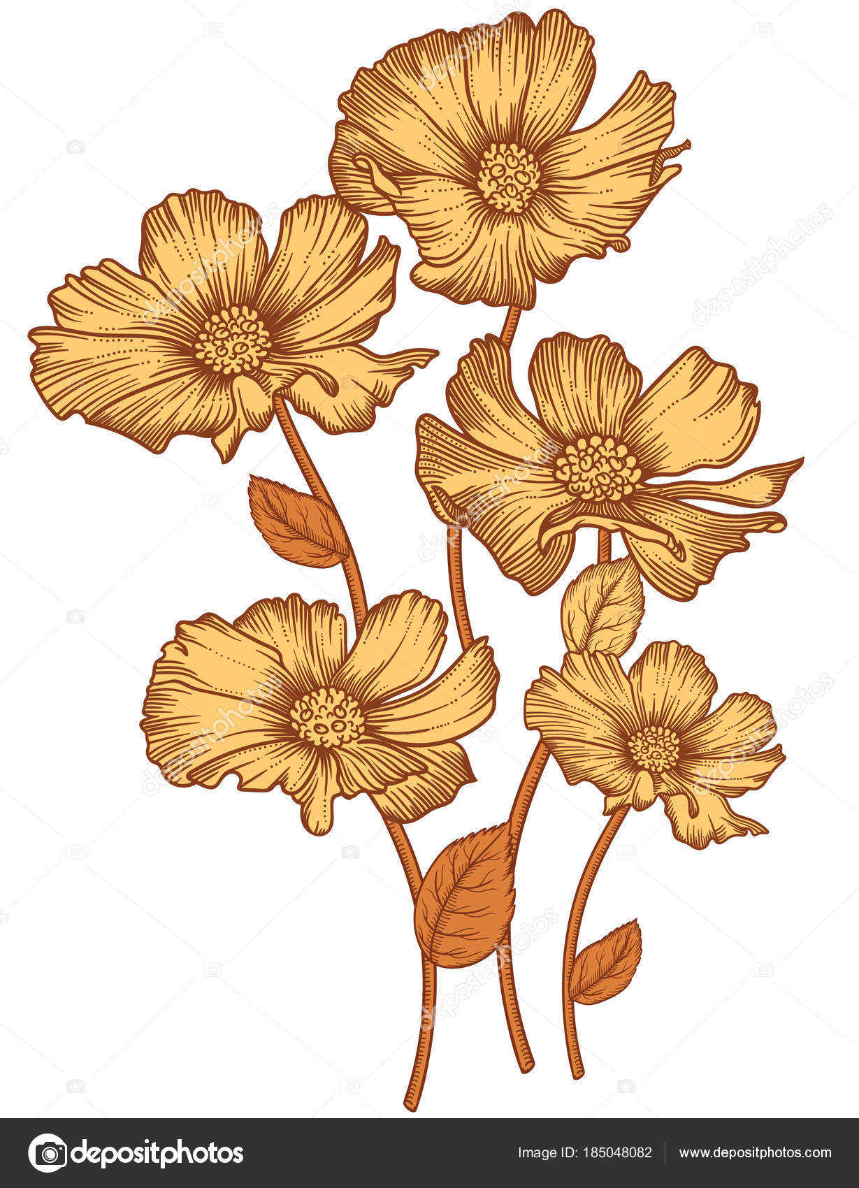 1229x1700 Blooming Forest Flowers , Detailed Hand Drawn Vector Illustration