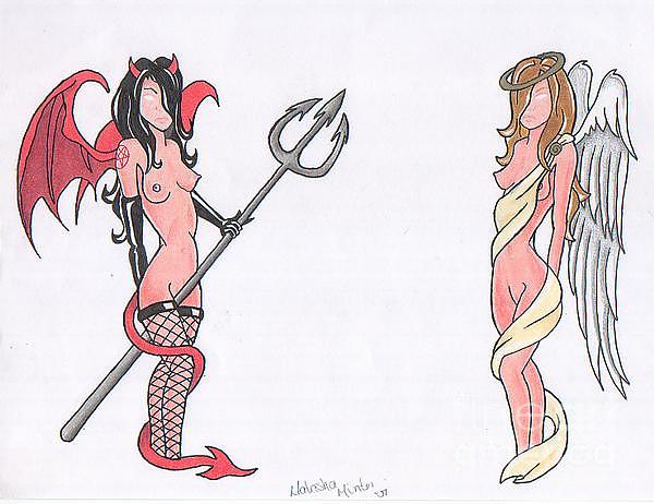 600x462 And Devil Drawing By Natasha Minter