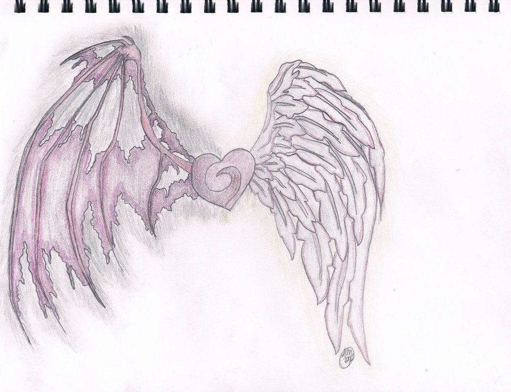 1020x783 Devil Angel Heart By Queendragonology