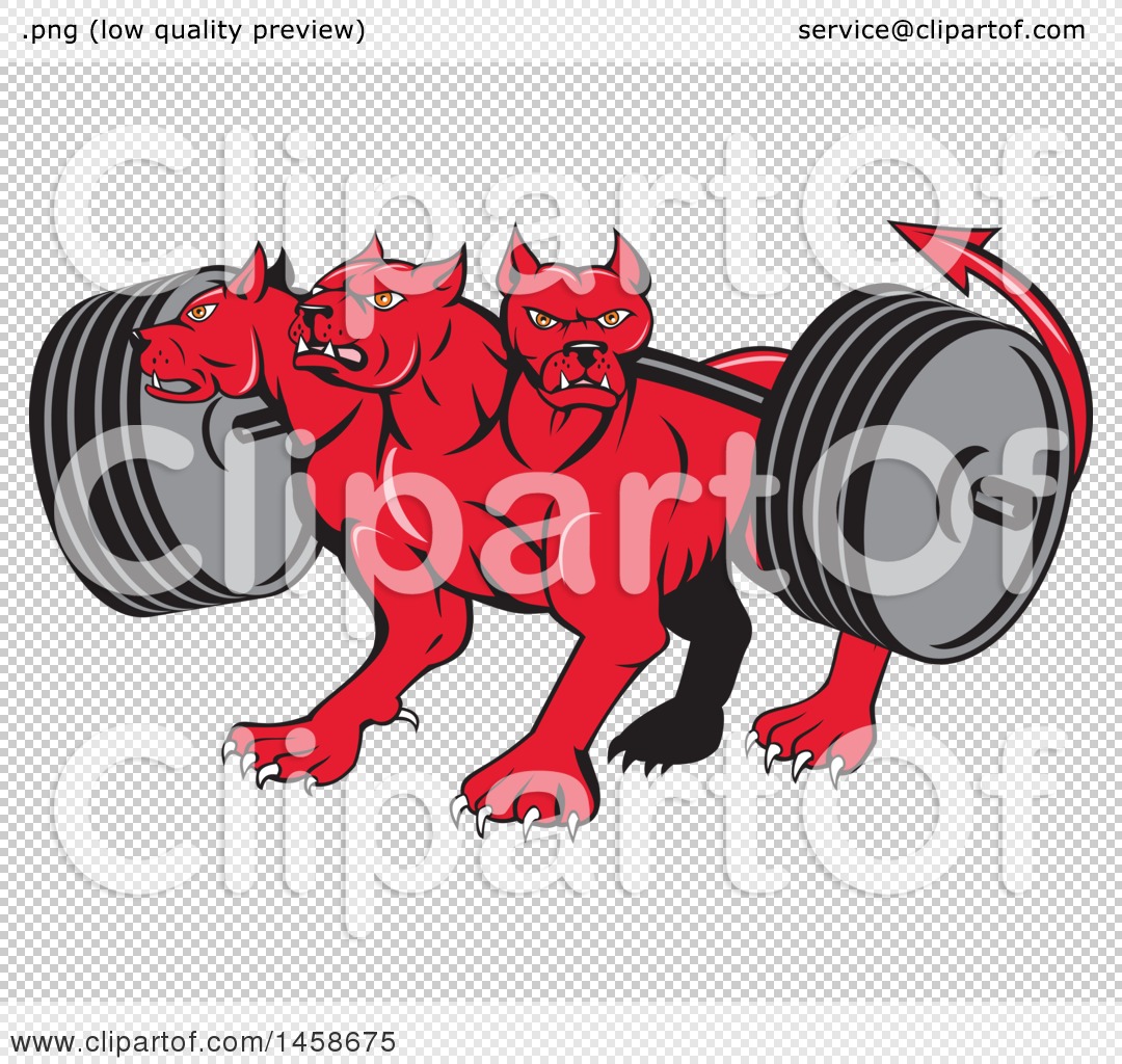 1080x1024 Clipart Of A Cartoon Red Three Headed Cerberus Devil Dog Hellhound