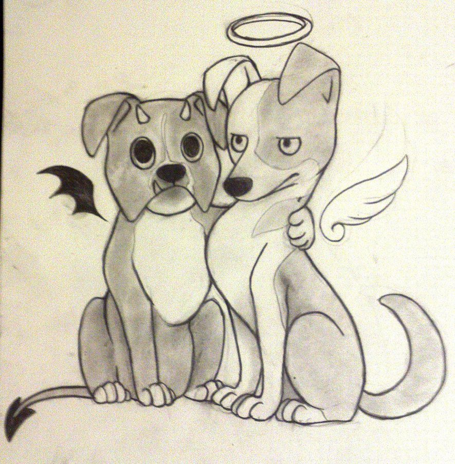 885x903 Comic Dogs Angel And Devil (Tattoo) By Silvernight Chan