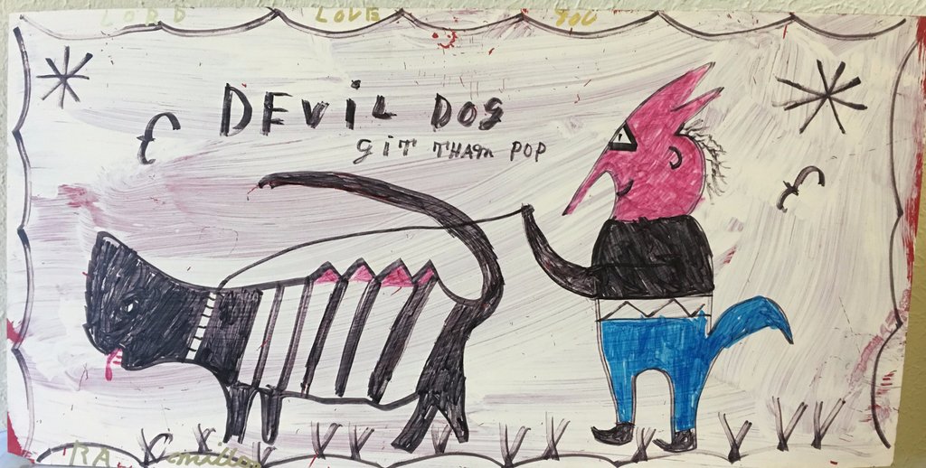 1024x518 R. A. Miller Drawing Devil Dog Git Tham Masonite