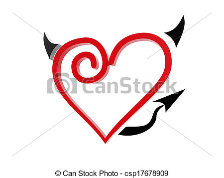 450x357 Red Love Heart Devil Symbol Isolated On White Background Stock