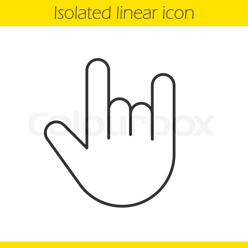 800x800 Heavy Metal Gesture Linear Icon. Thin Line Illustration. Devil