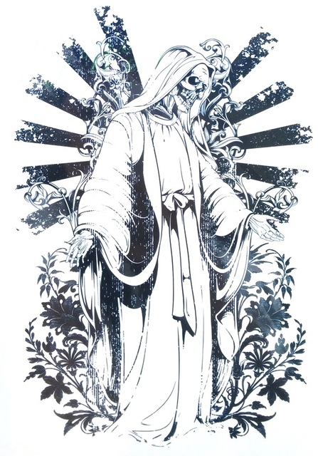 447x640 Waterproof Temporary Tattoo Sticker Satan Grim Reaper Devil Skull