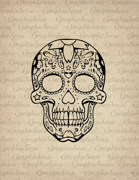 570x738 Skull Face Dia De Los Muertos Printable Graphics Digital
