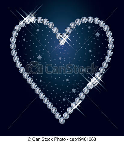 412x470 Diamond Heart, Vector Illustration Vector