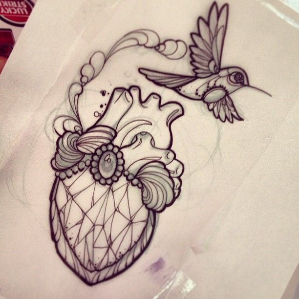 612x612 Tattoo By M1ss Juliet Of Instagram Diamondheart Hummingbird