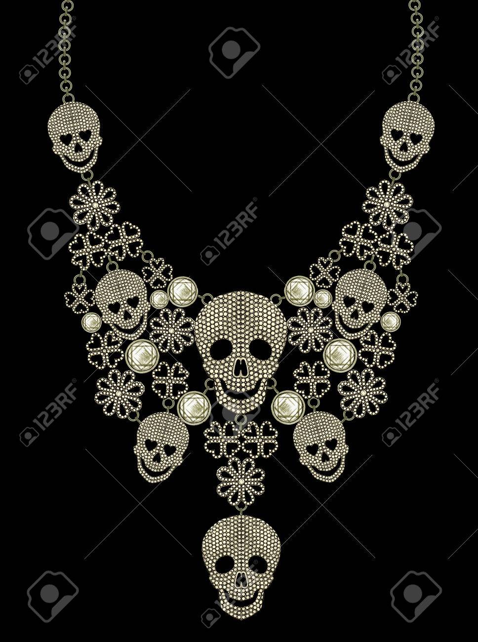 968x1300 Jewelry Design Skull Necklace Hi End Set With Diamond. Hand