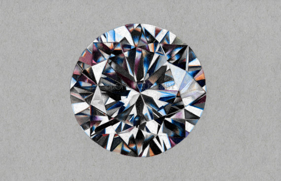 570x368 Diamond Pencil Drawing Print