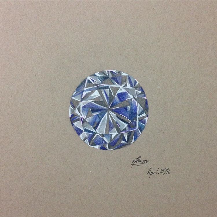 750x750 The Blue Diamond By Amra Mujithaba Colour Pencil Drawing On Tone