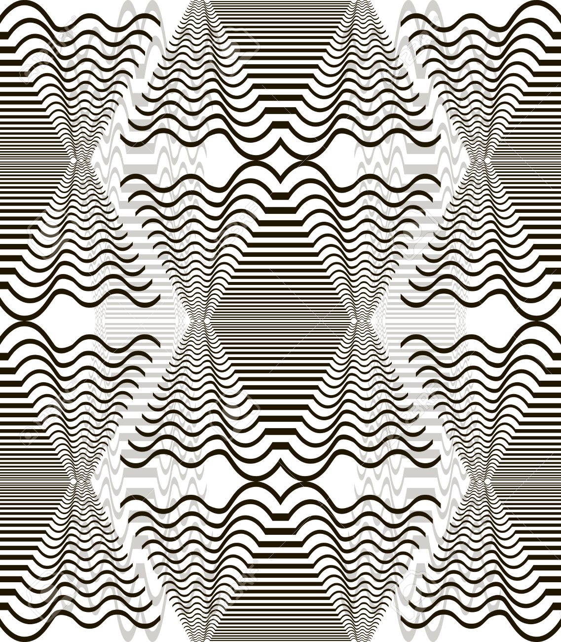 1137x1300 Seamless Pattern Of Wavy Elements. Horizontal Lines Forming