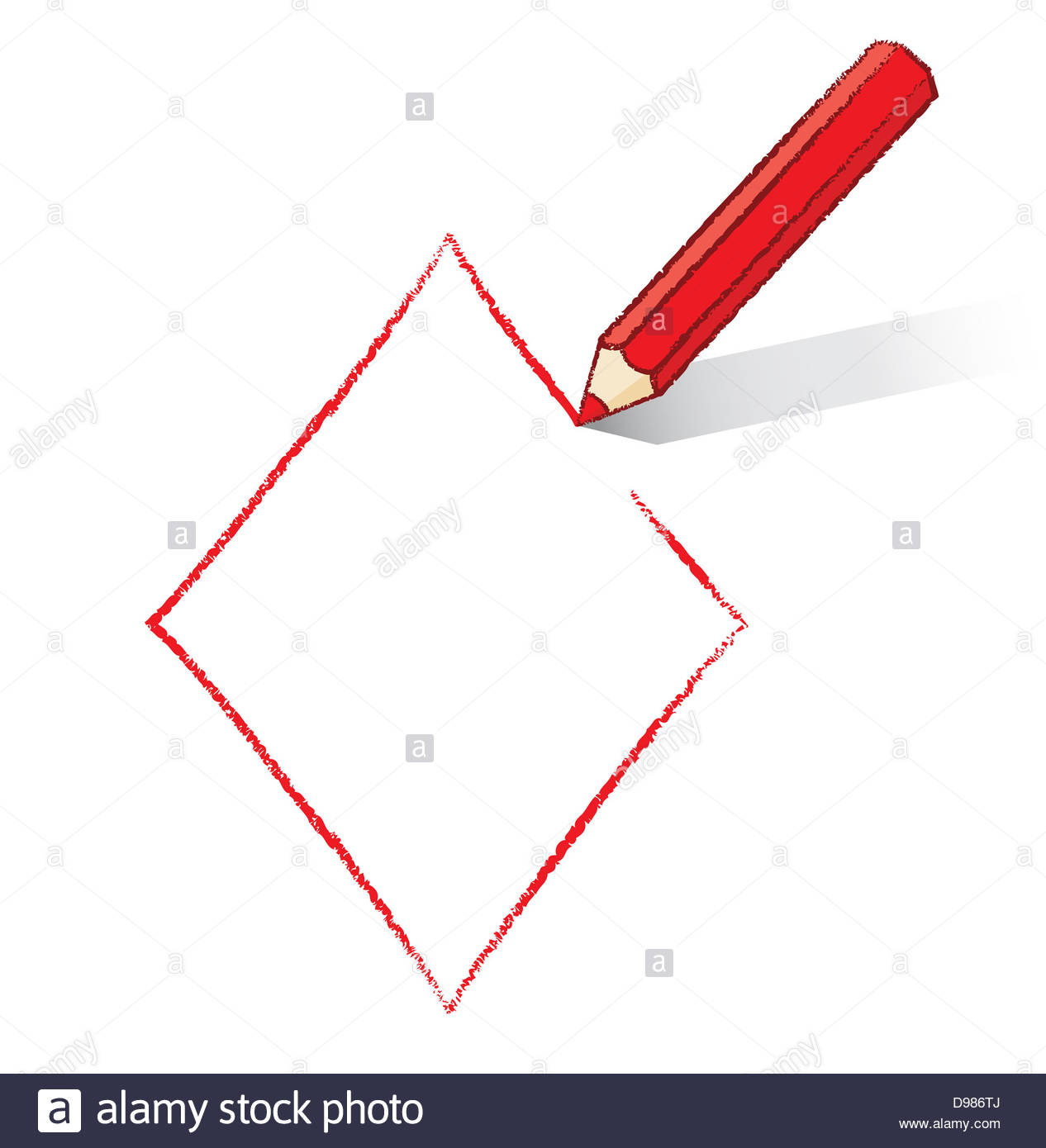 1266x1390 Red Pencil Casting A Shadow Drawing Ace Of Diamonds Playing Card