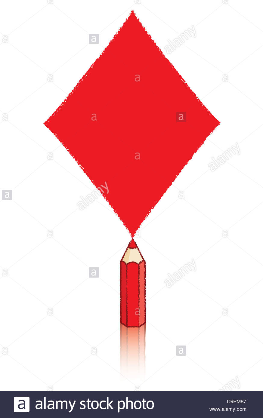 874x1390 Red Pencil With Reflection Drawing Ace Of Diamonds Playing Card