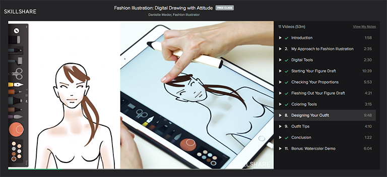 768x353 Free Skillshare Class Digital Drawing With Attitude Final Fashion