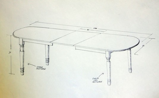 535x329 Dining Table Drawing