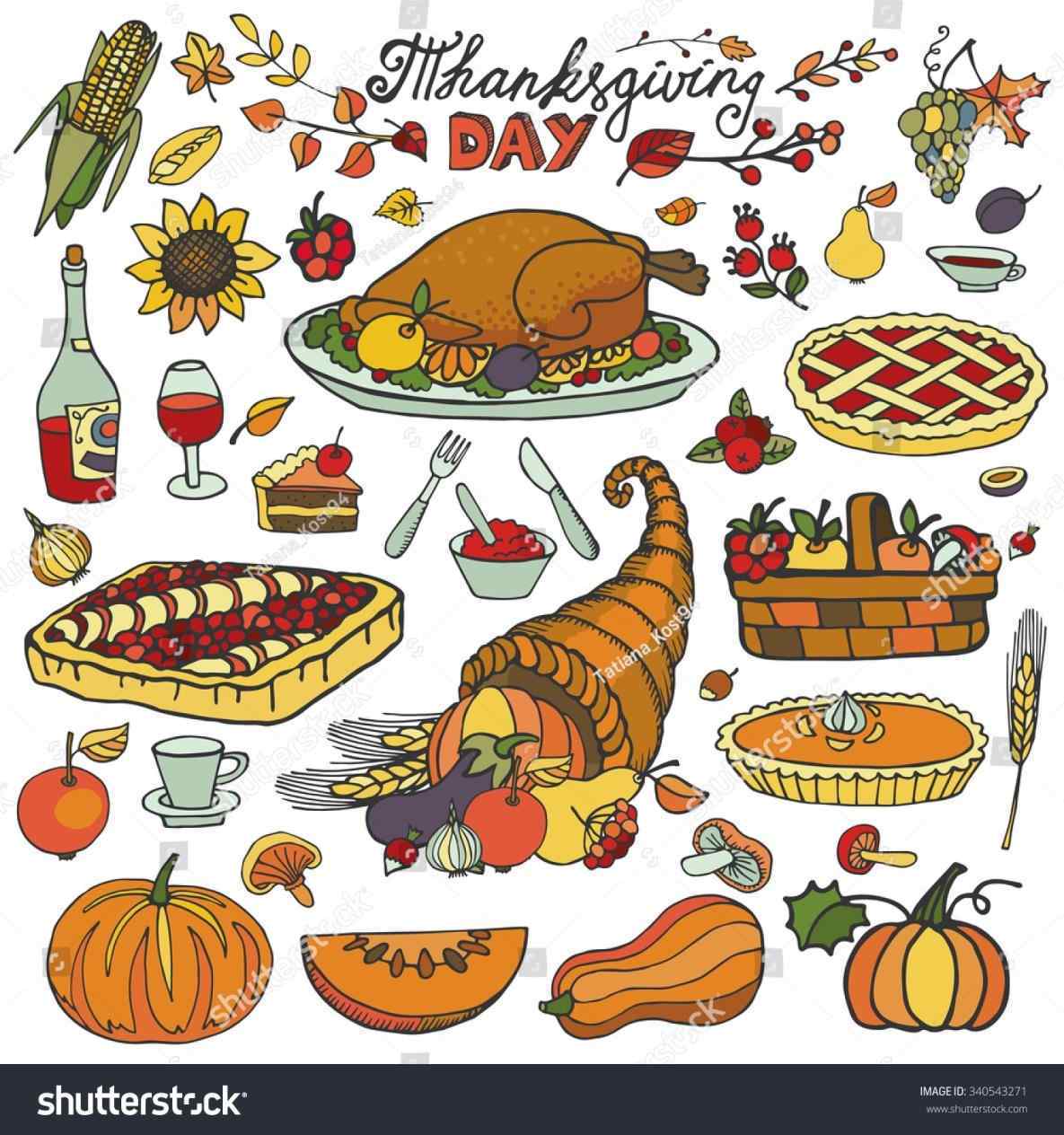 1185x1264 Thanksgiving Dinner Food Drawing Day Iconsdoodle Food Setautumn