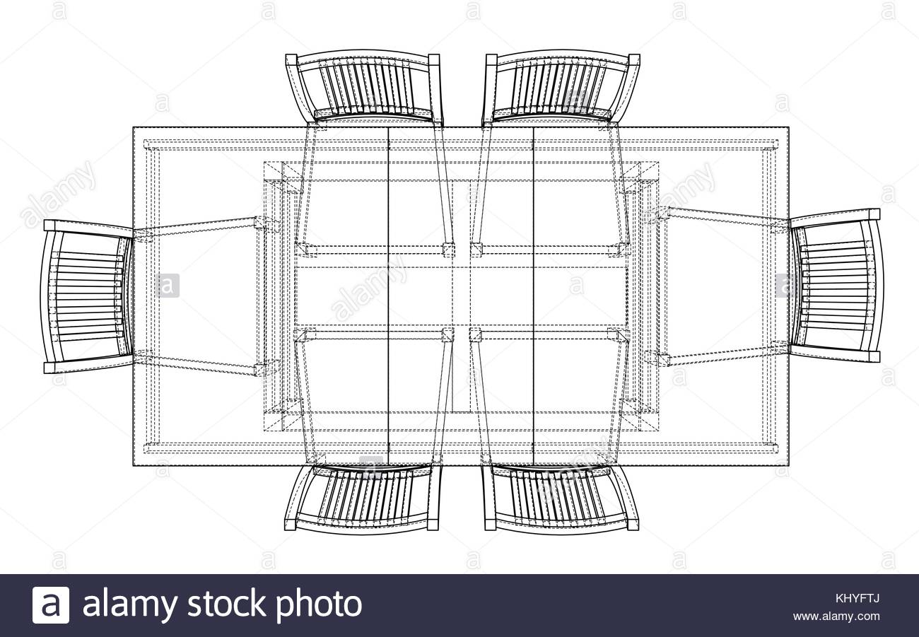 1300x901 Dinner Table With Chairs. Vector Rendering Of 3d Stock Vector Art