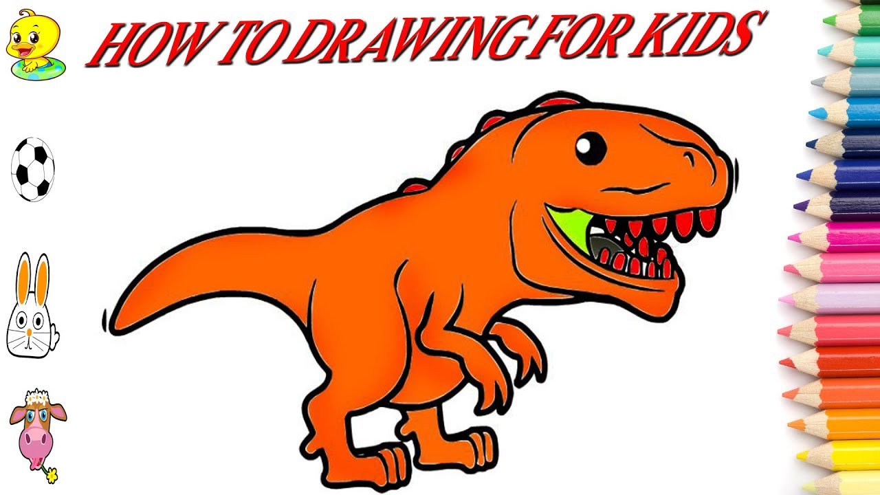 1280x720 Dinosaur Drawing Book Art Step By Step Color Orange Coloring Book