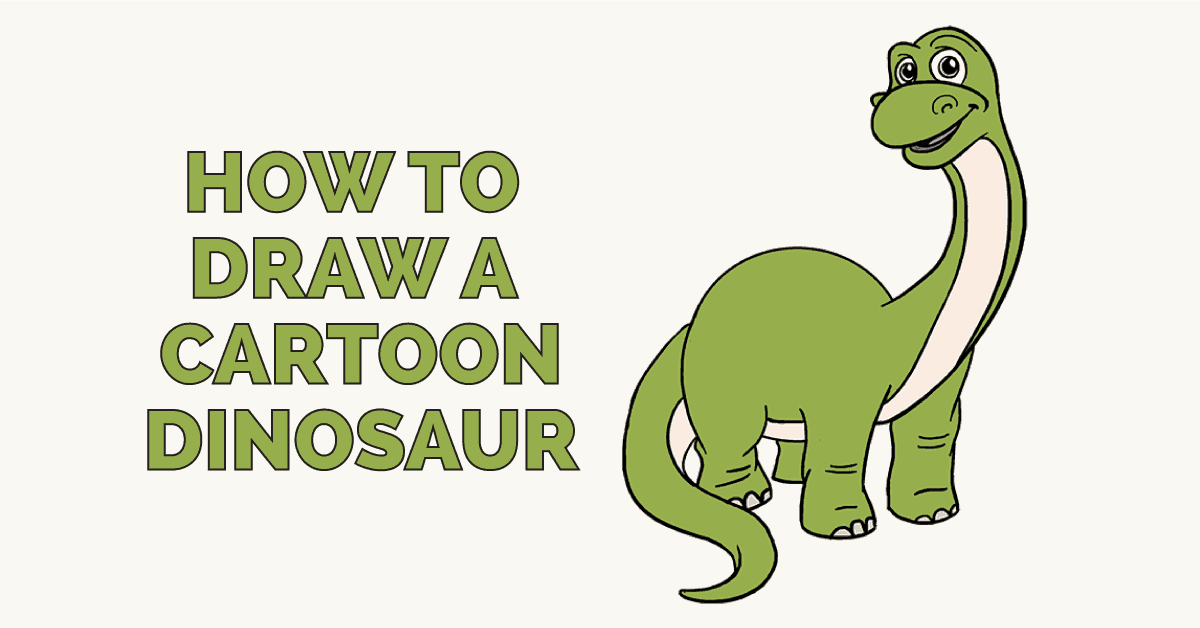 1200x628 How To Draw A Cartoon Dinosaur Easy Step By Step Drawing Guides