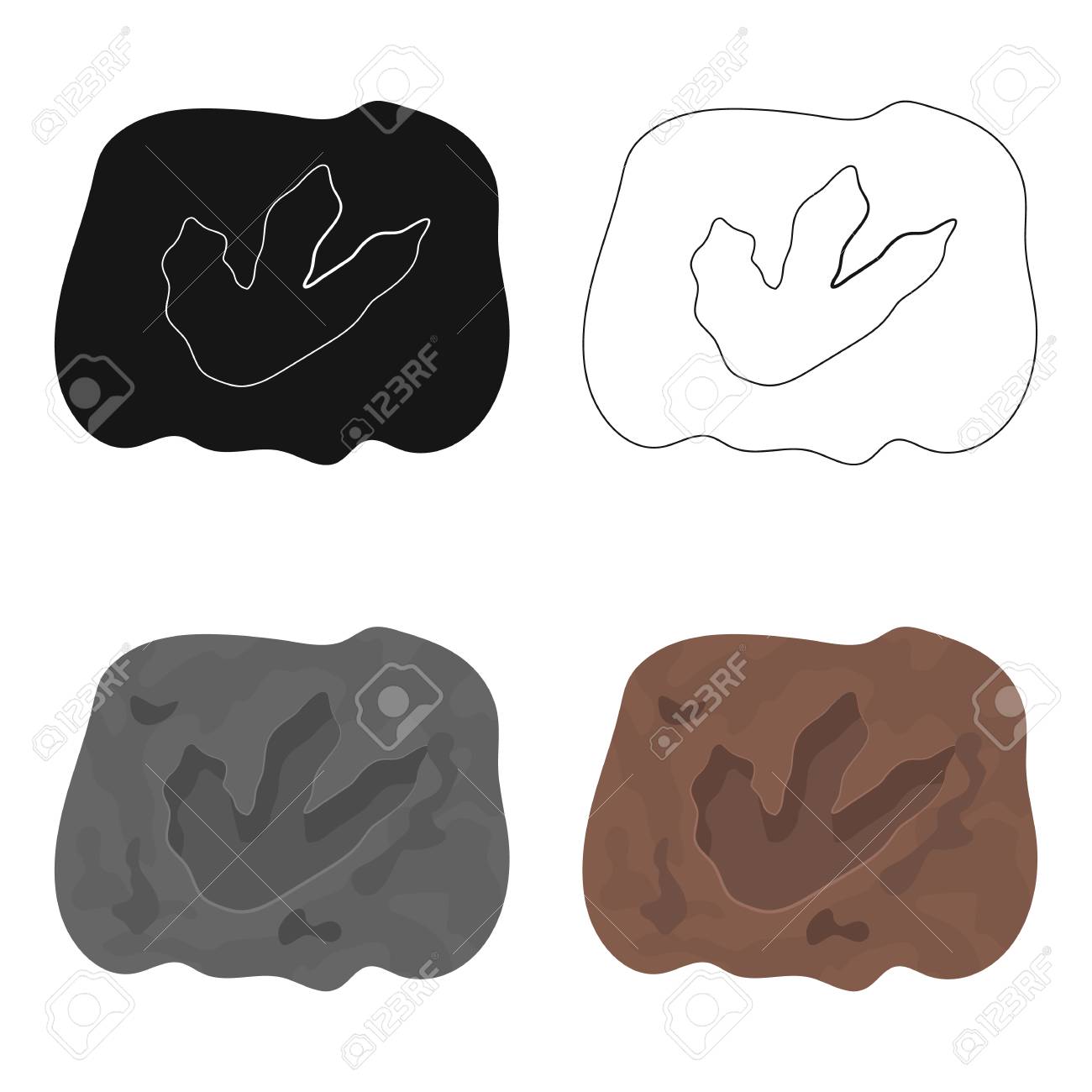 1300x1300 Rock With Dinosaur Footprint Icon In Cartoon Design Isolated