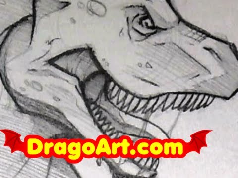 480x360 How To Draw A Dinosaur, Sketching A T Rex, Step By Step