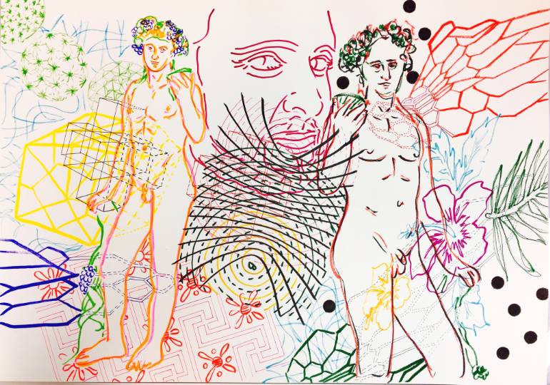 770x540 Saatchi Art Double (Dionysus) Drawing By Zoran Poposki